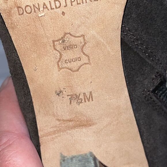 Donald Pliner Heels Over The Knee Dk Brown Suede Leather Boots Womens Sz 7.5 - Picture 11 of 11